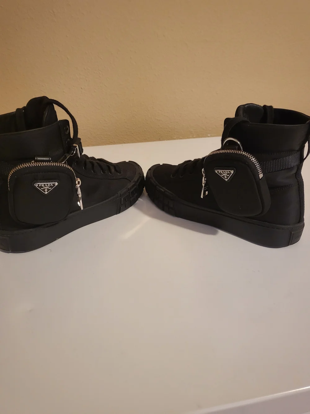 Prada Black High-Top Women's Sneakers with Ankle Buckle